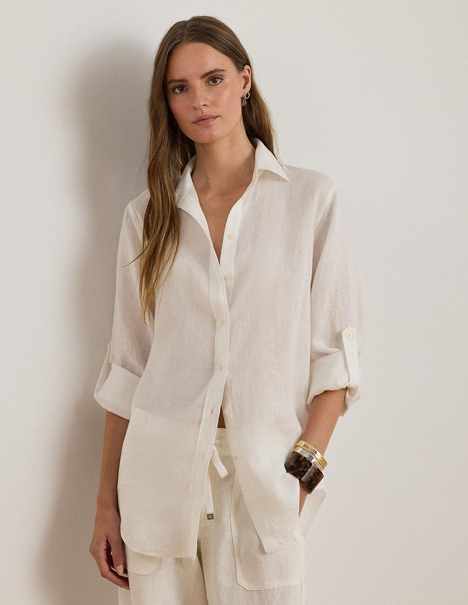 Blusa camisera manga larga para mujer