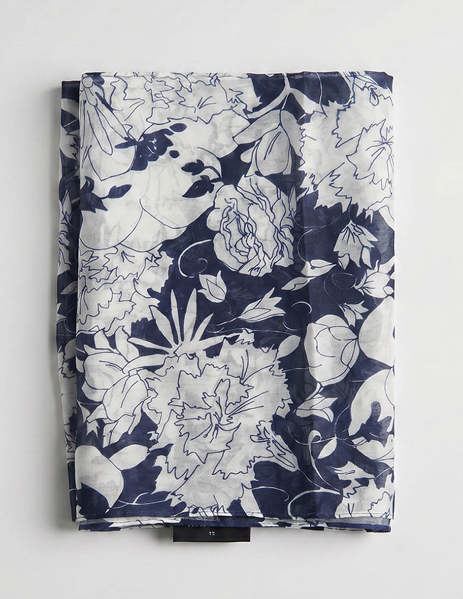 Mascada con estampado floral de seda para mujer 2