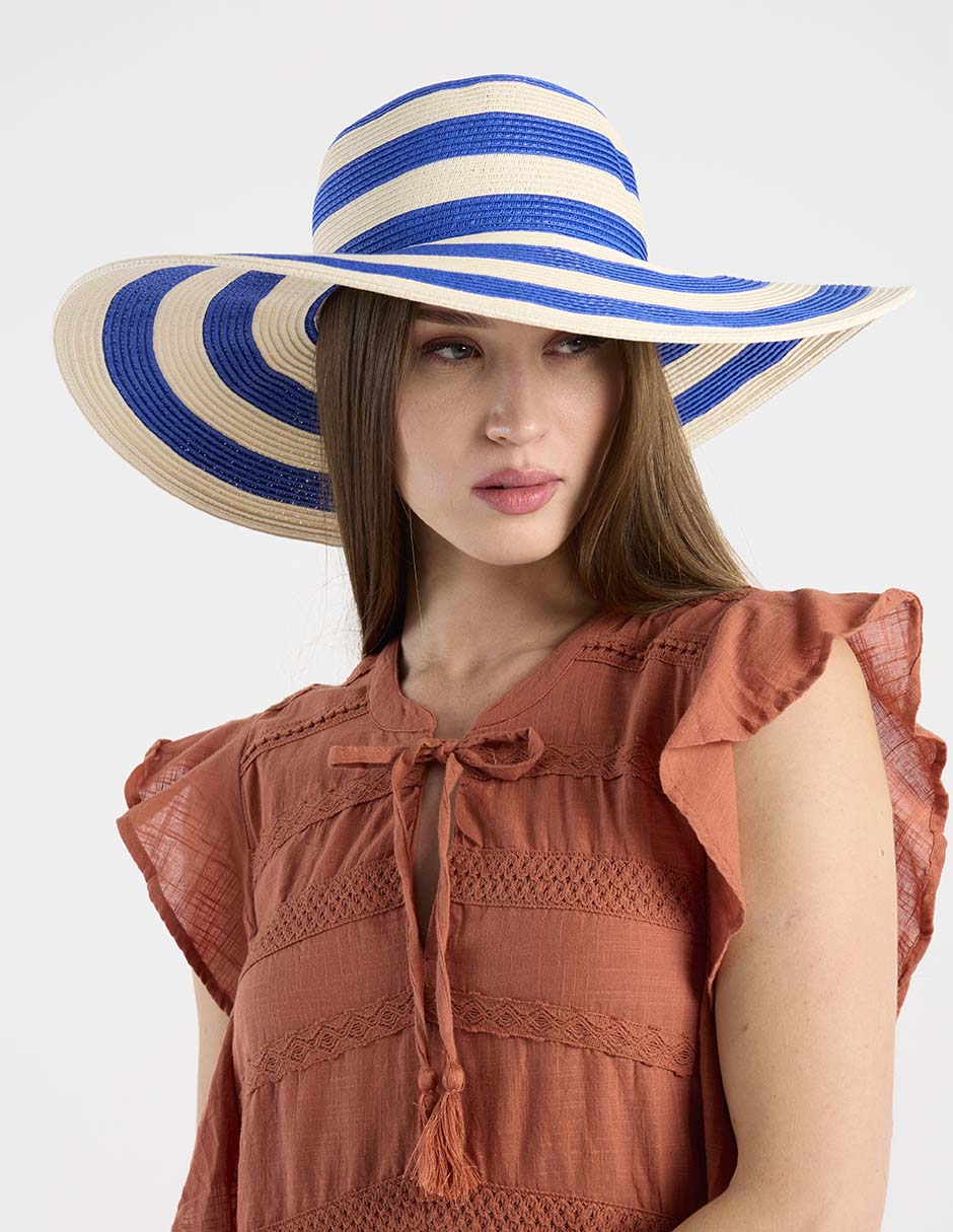 Sombrero ala ancha estampado a rayas 7