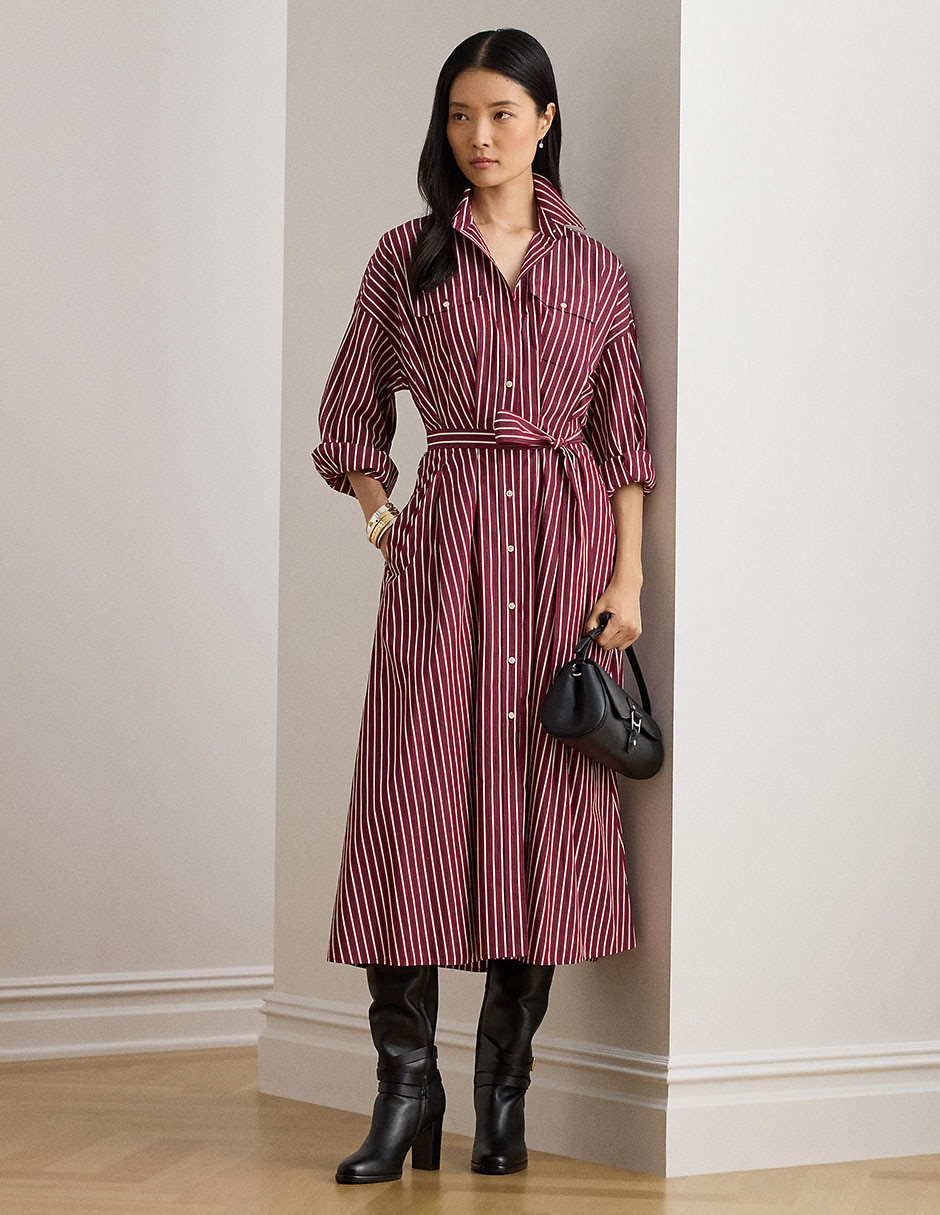 Vestido midi casual Lauren Petite para mujer