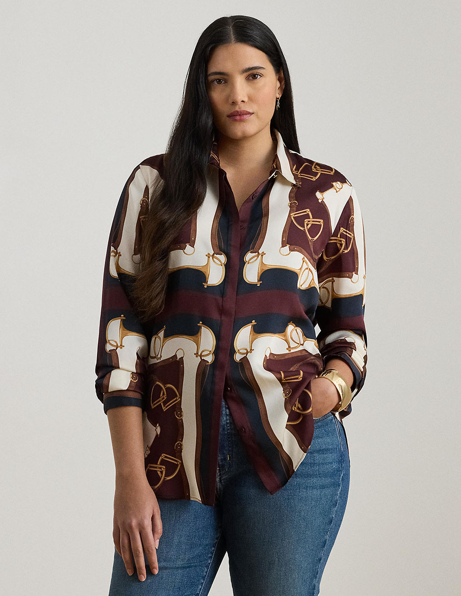 Blusa camisera Lauren Plus manga larga para mujer