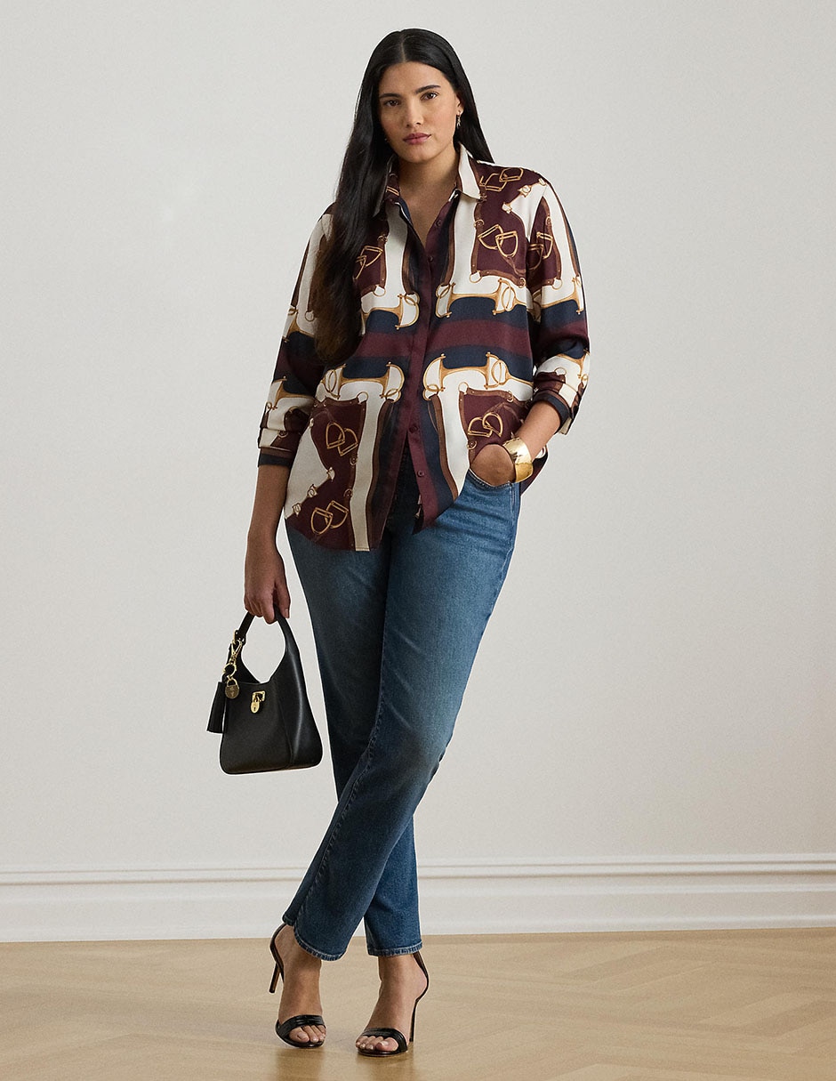 Blusa camisera Lauren Plus manga larga para mujer