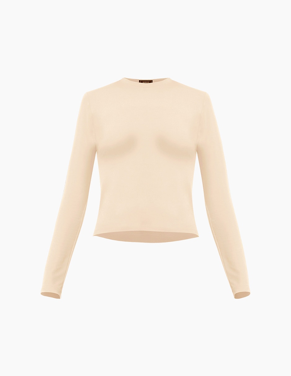 Playera manga larga cuello redondo para mujer 6