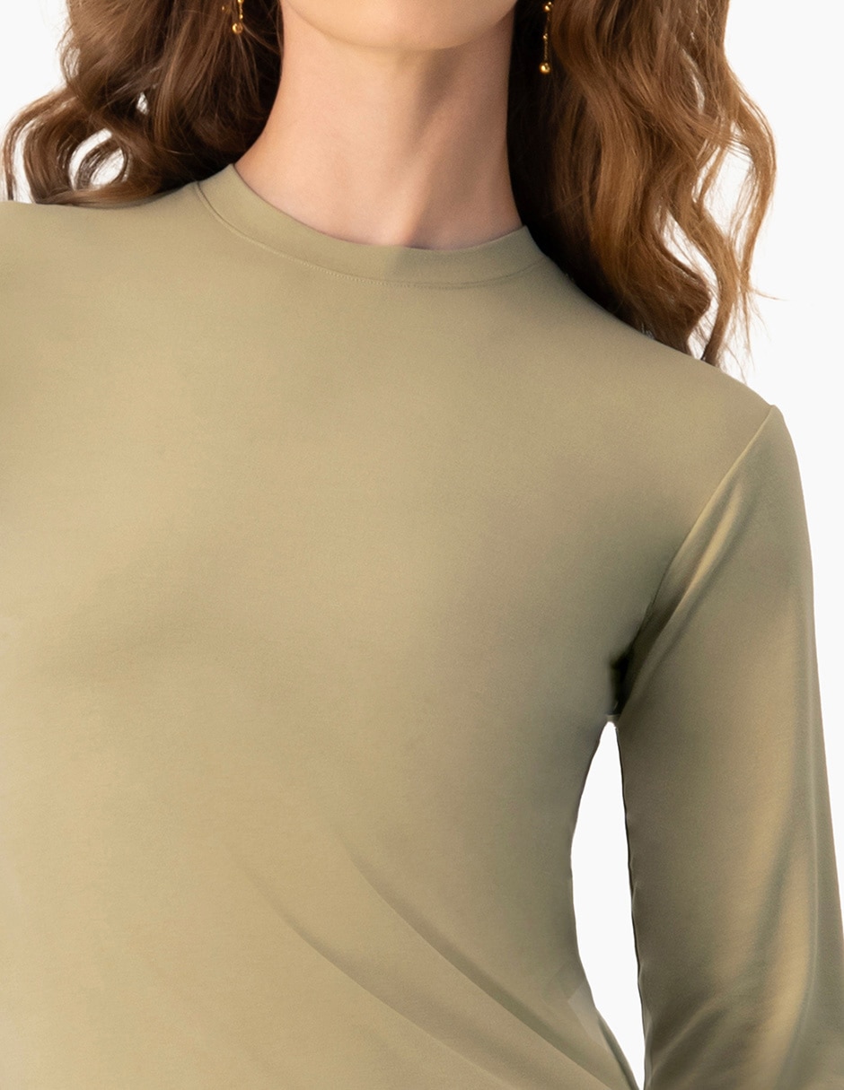 Playera manga larga Ivonne cuello redondo para mujer