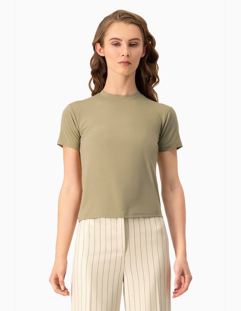 Playera manga corta cuello redondo para mujer 1