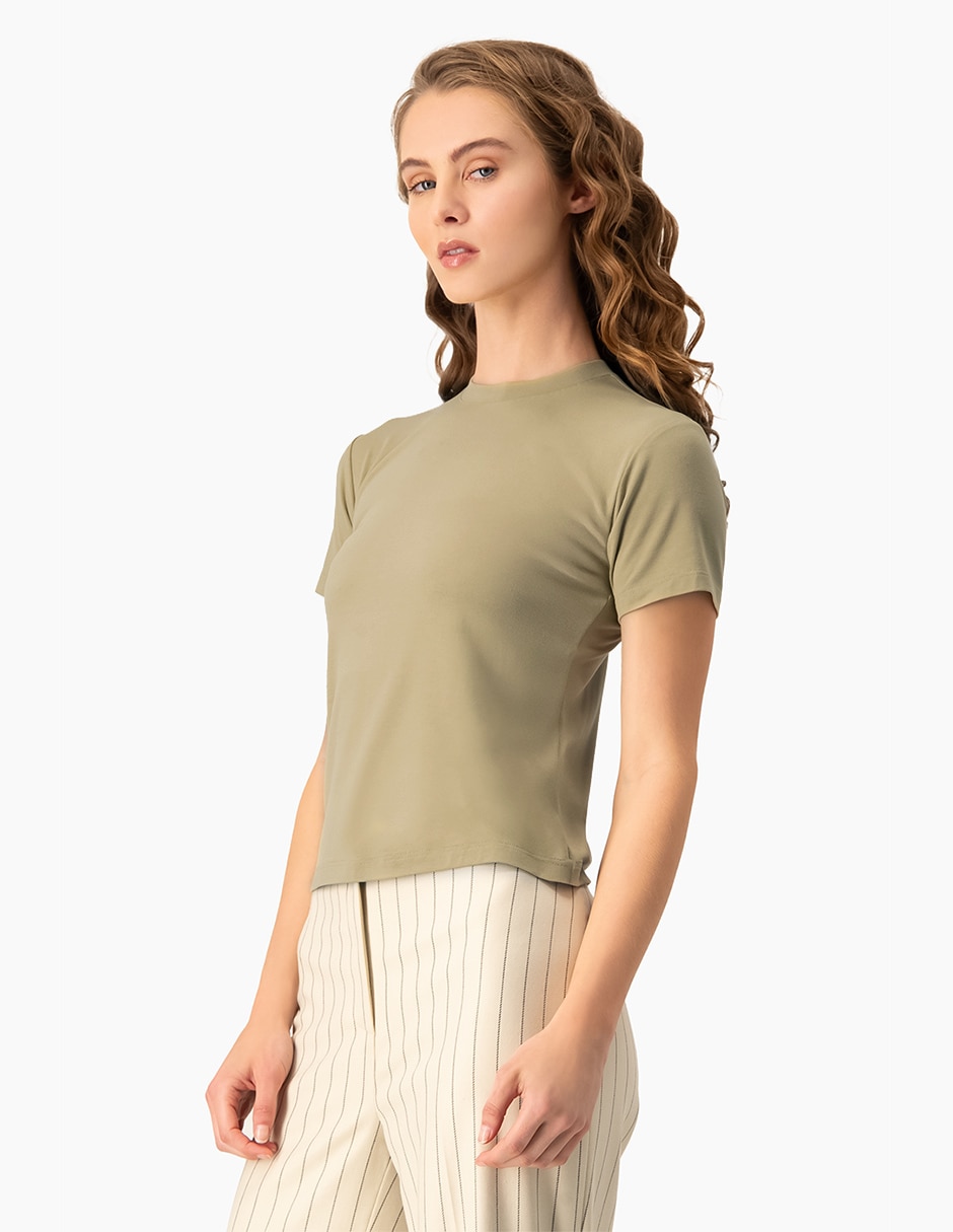 Playera manga corta cuello redondo para mujer 4