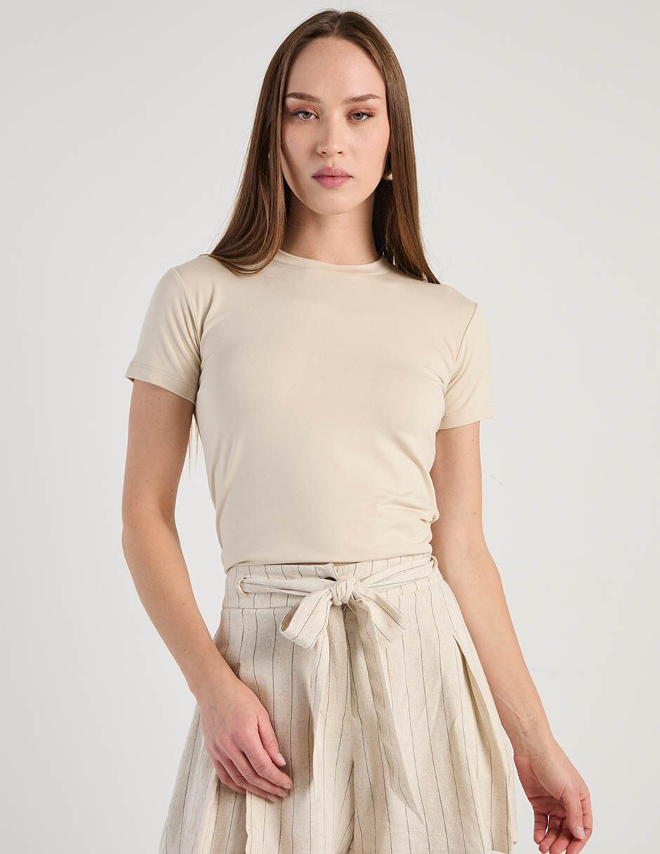 Playera manga corta cuello redondo para mujer Playera manga corta cuello redondo para mujer