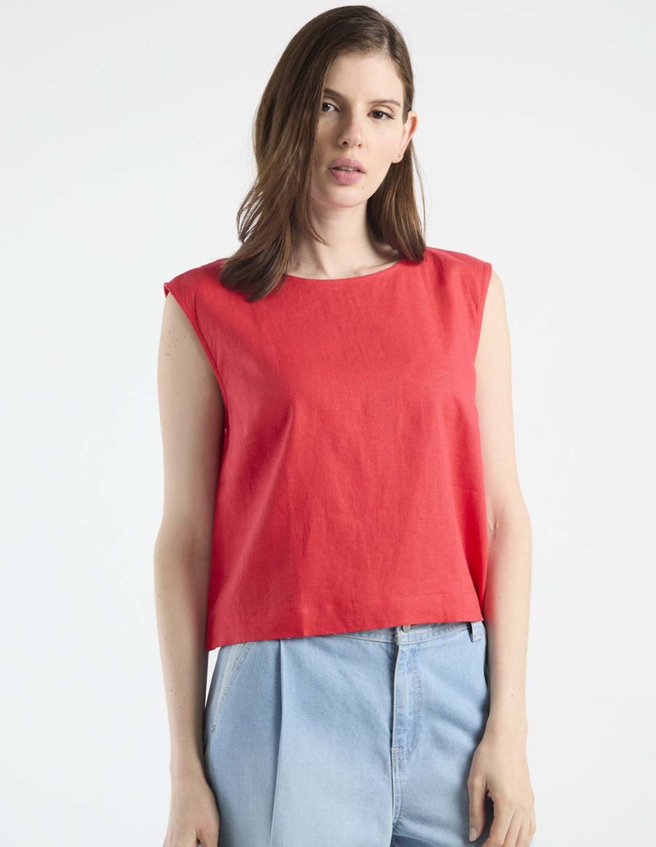 Top cuello redondo