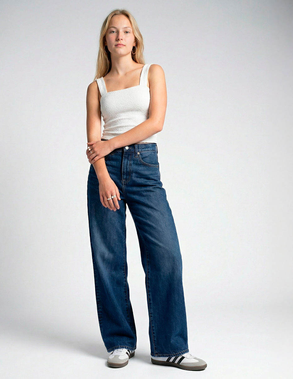 Jeans wide leg cintura media Calvin Klein para mujer 3