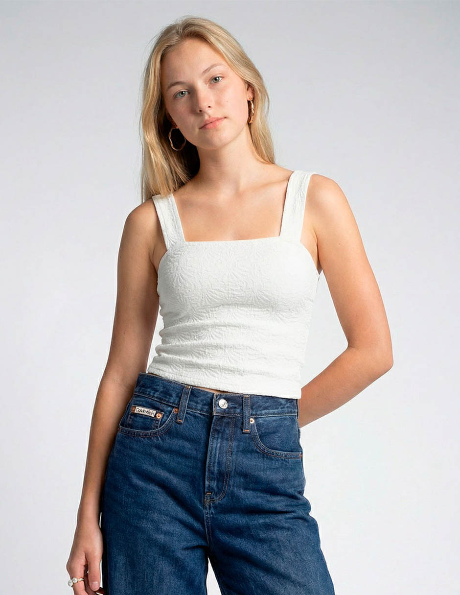 Jeans wide leg cintura media Calvin Klein para mujer 4