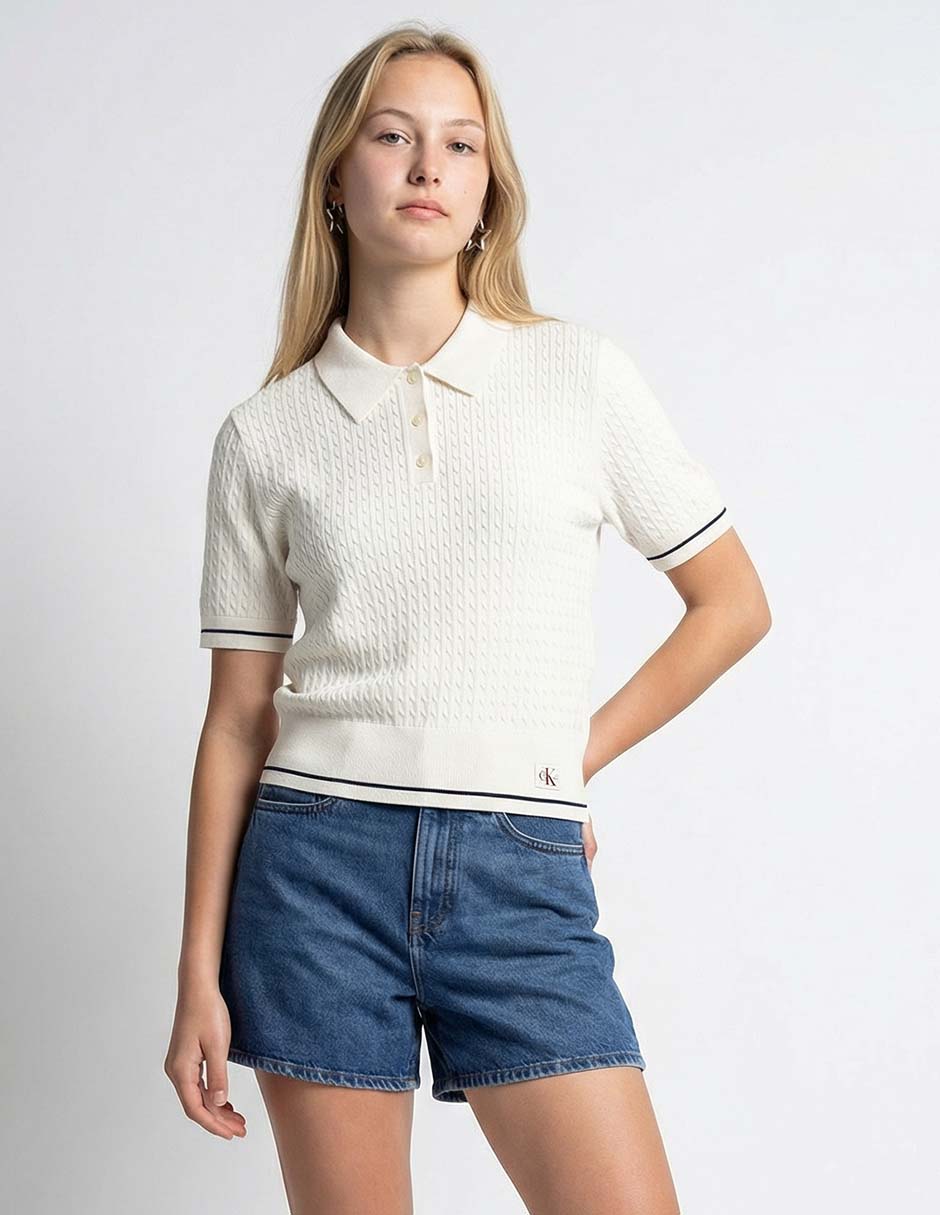 Suéter cuello polo para mujer