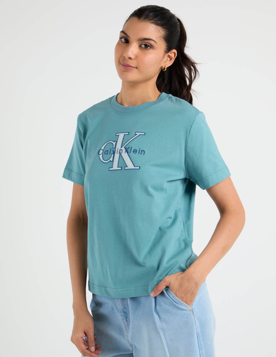 Playera manga corta cuello redondo para mujer