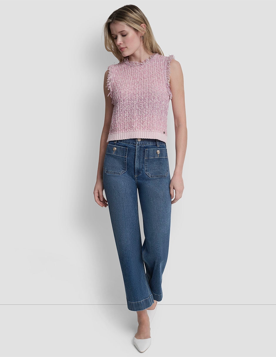 Top DKNY Jeans cuello redondo tirante ancho