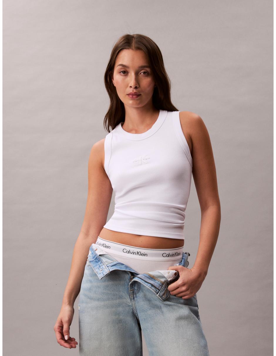 Top Calvin Klein cuello redondo tirante ancho