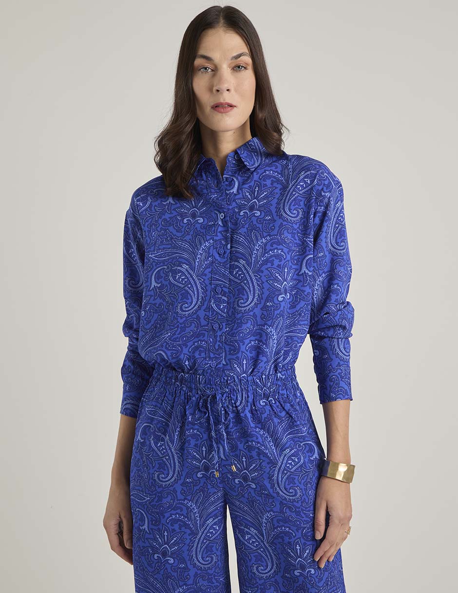 Blusa camisera Lauren Ralph Lauren manga larga para mujer