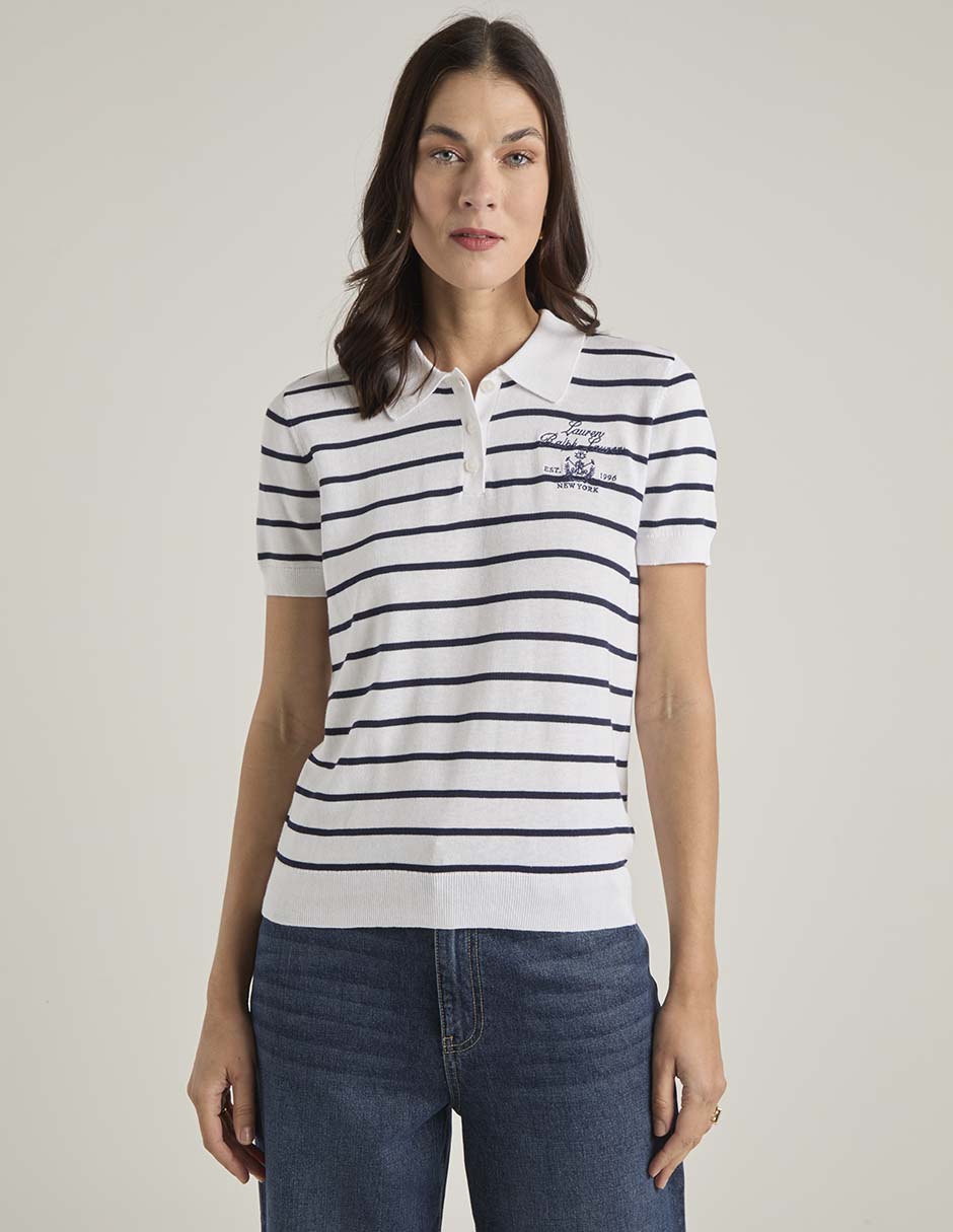 Playera manga corta cuello polo para mujer 1