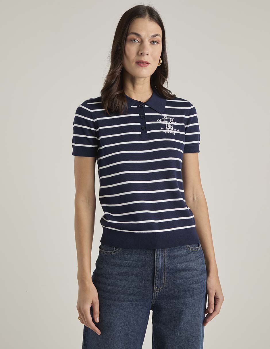 Playera manga corta cuello polo mujer