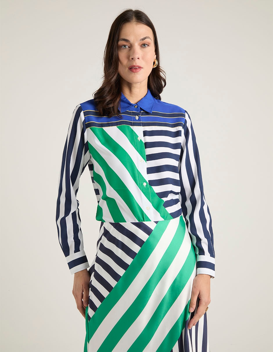 Blusa camisera Lauren Ralph Lauren manga larga para mujer