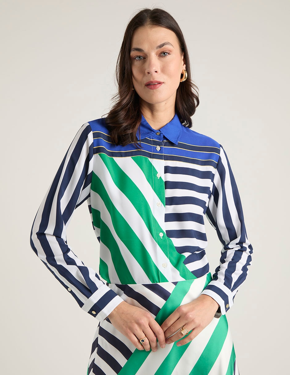 Blusa camisera Lauren Ralph Lauren manga larga para mujer