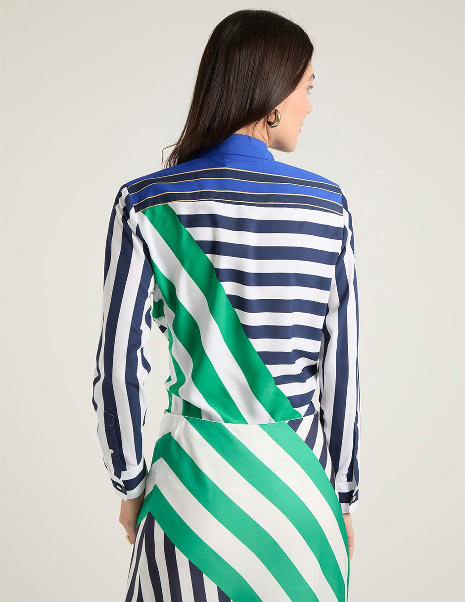 Blusa camisera Lauren Ralph Lauren manga larga para mujer