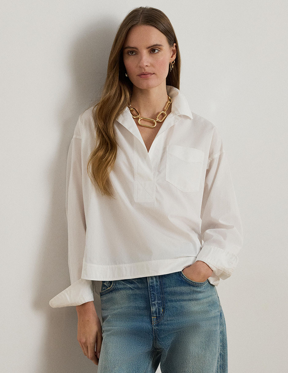 Blusa camisera Lauren Ralph Lauren manga larga para mujer