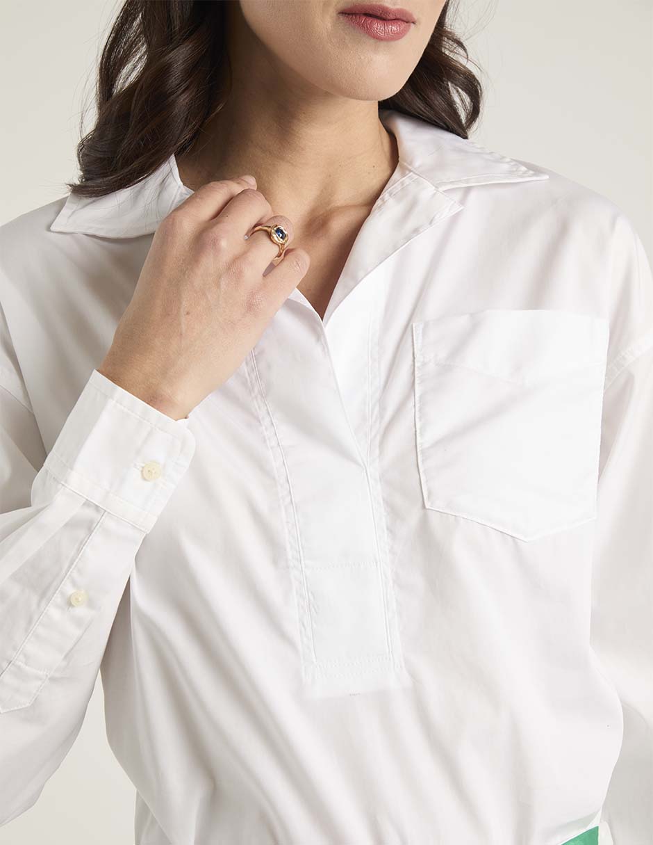 Blusa camisera Lauren Petite manga larga para mujer