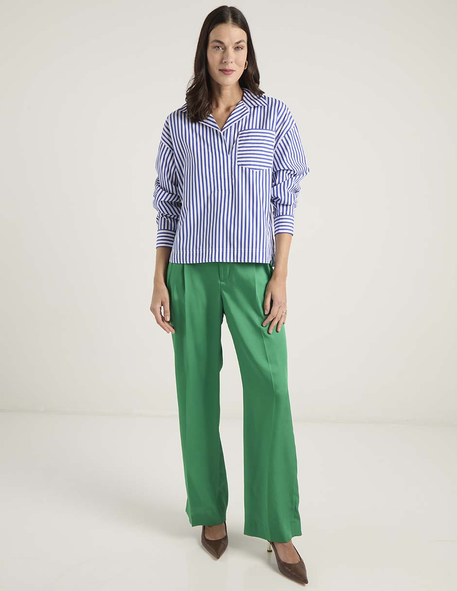Blusa camisera manga larga para mujer