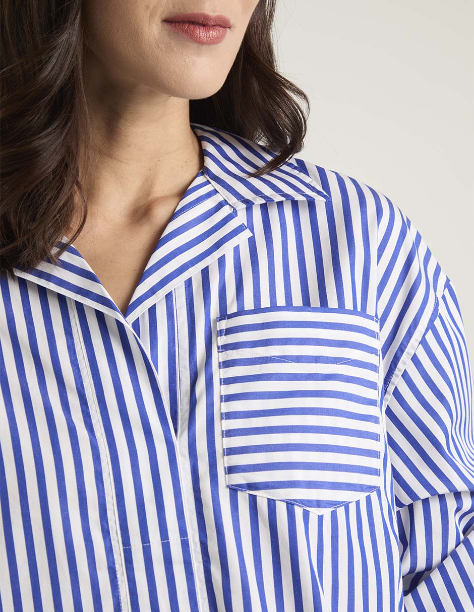 Blusa camisera manga larga para mujer