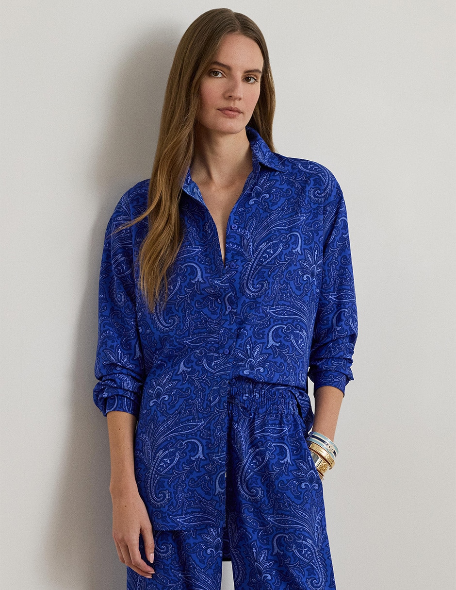 Blusa camisera manga larga para mujer