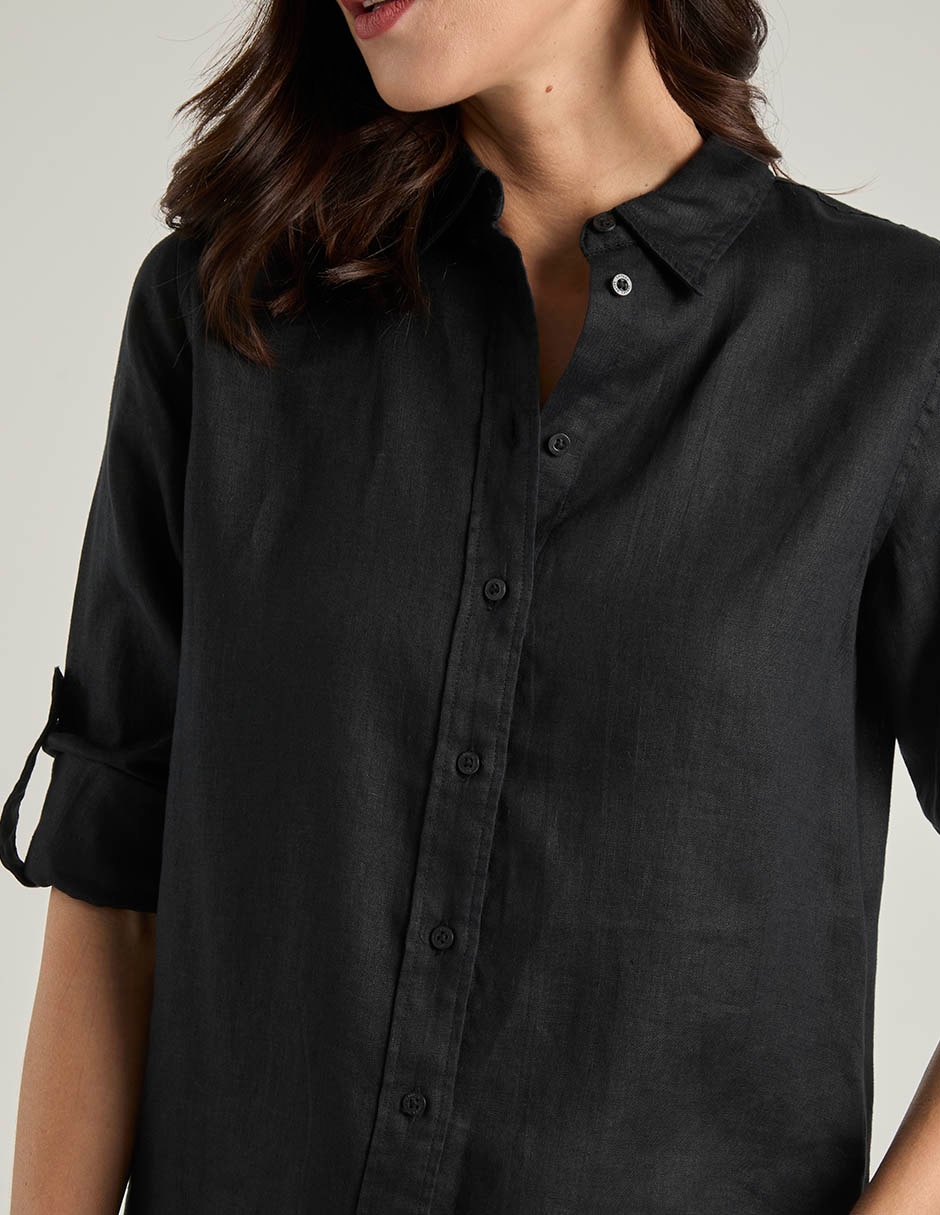 Blusa camisera Lauren Petite manga larga para mujer