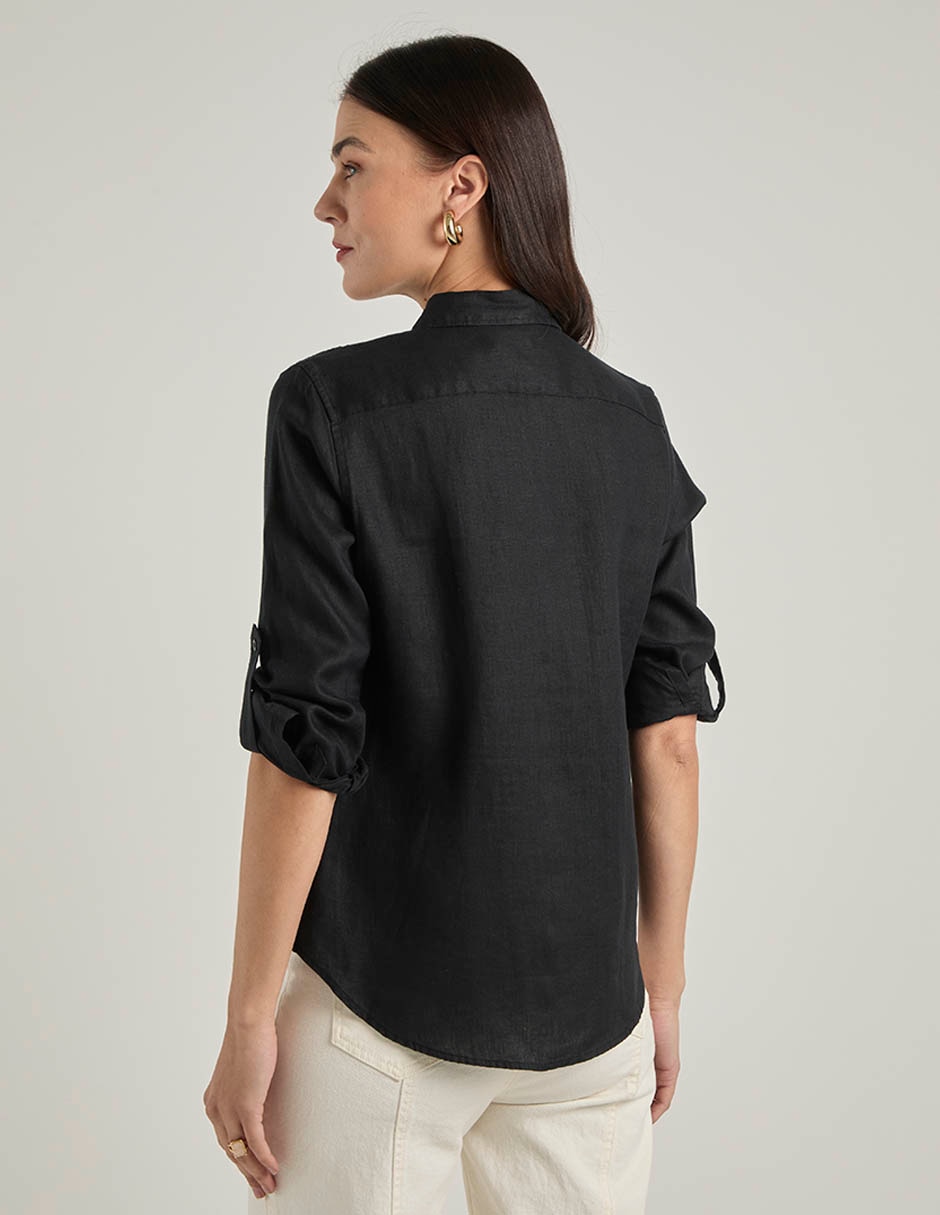 Blusa camisera Lauren Petite manga larga para mujer