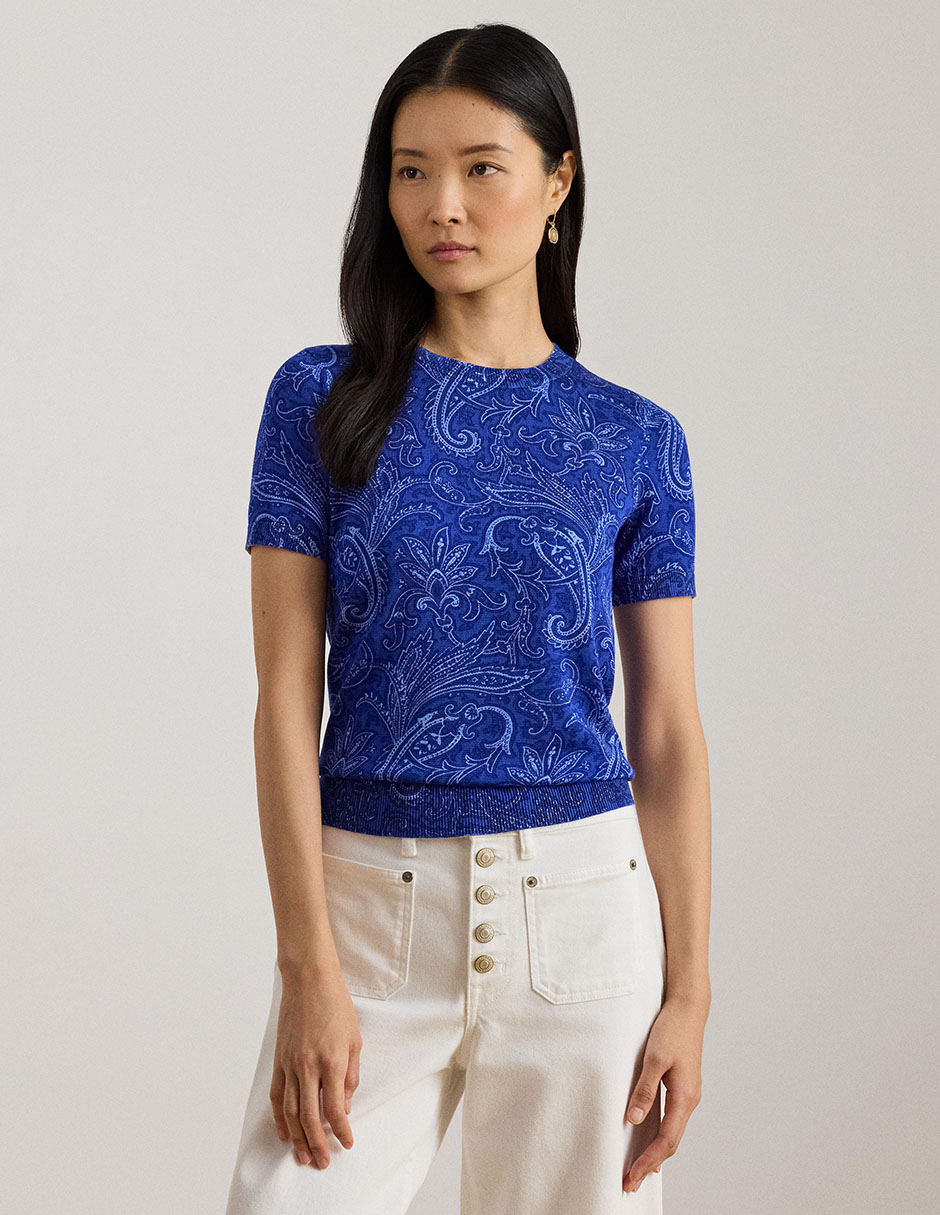 Blusa Lauren Petite manga corta para mujer