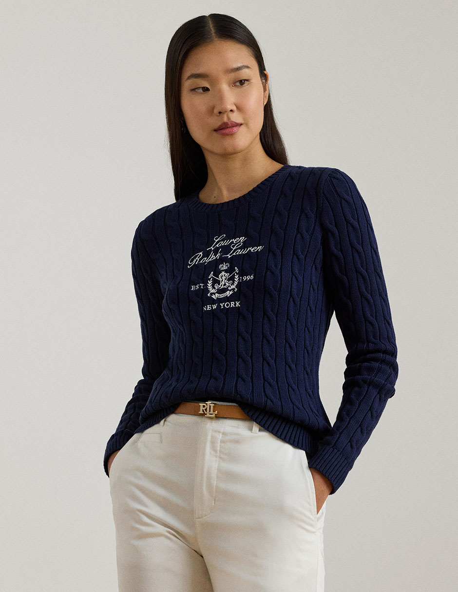 Suéter Lauren Petite cuello redondo para mujer