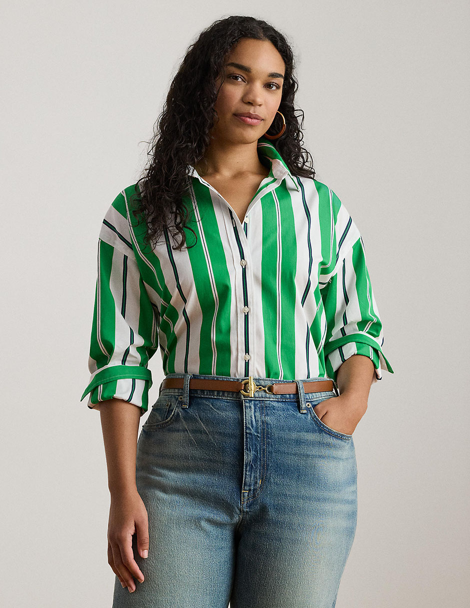 Blusa camisera Lauren Plus manga larga para mujer