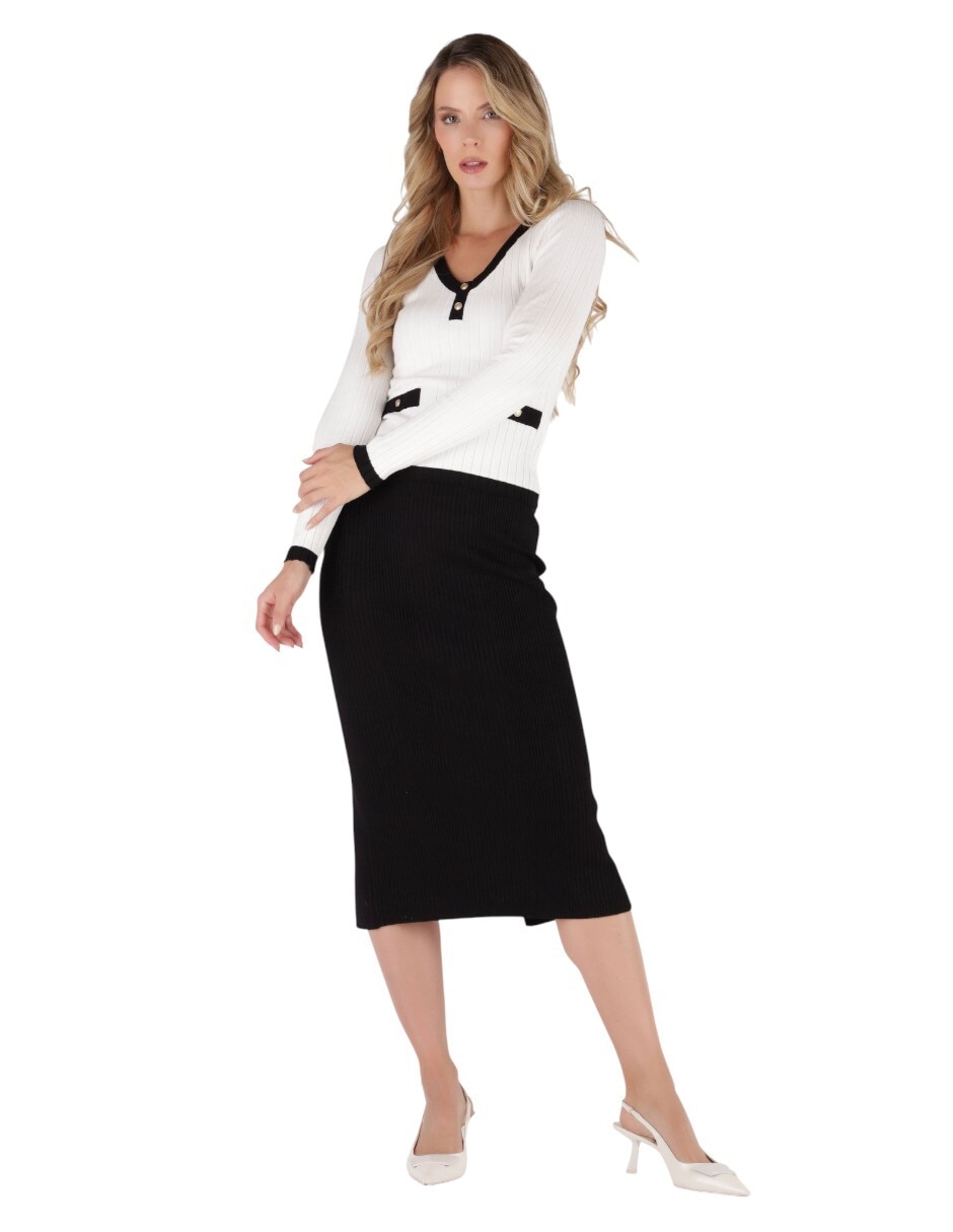 Suéter cuello henley para mujer