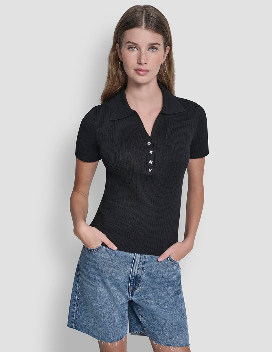 Top cuello camisero escote V 1