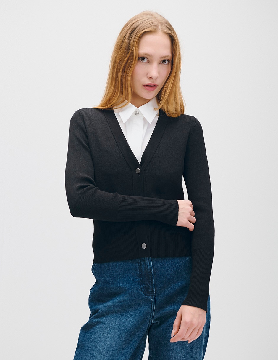 Suéter cuello V para mujer