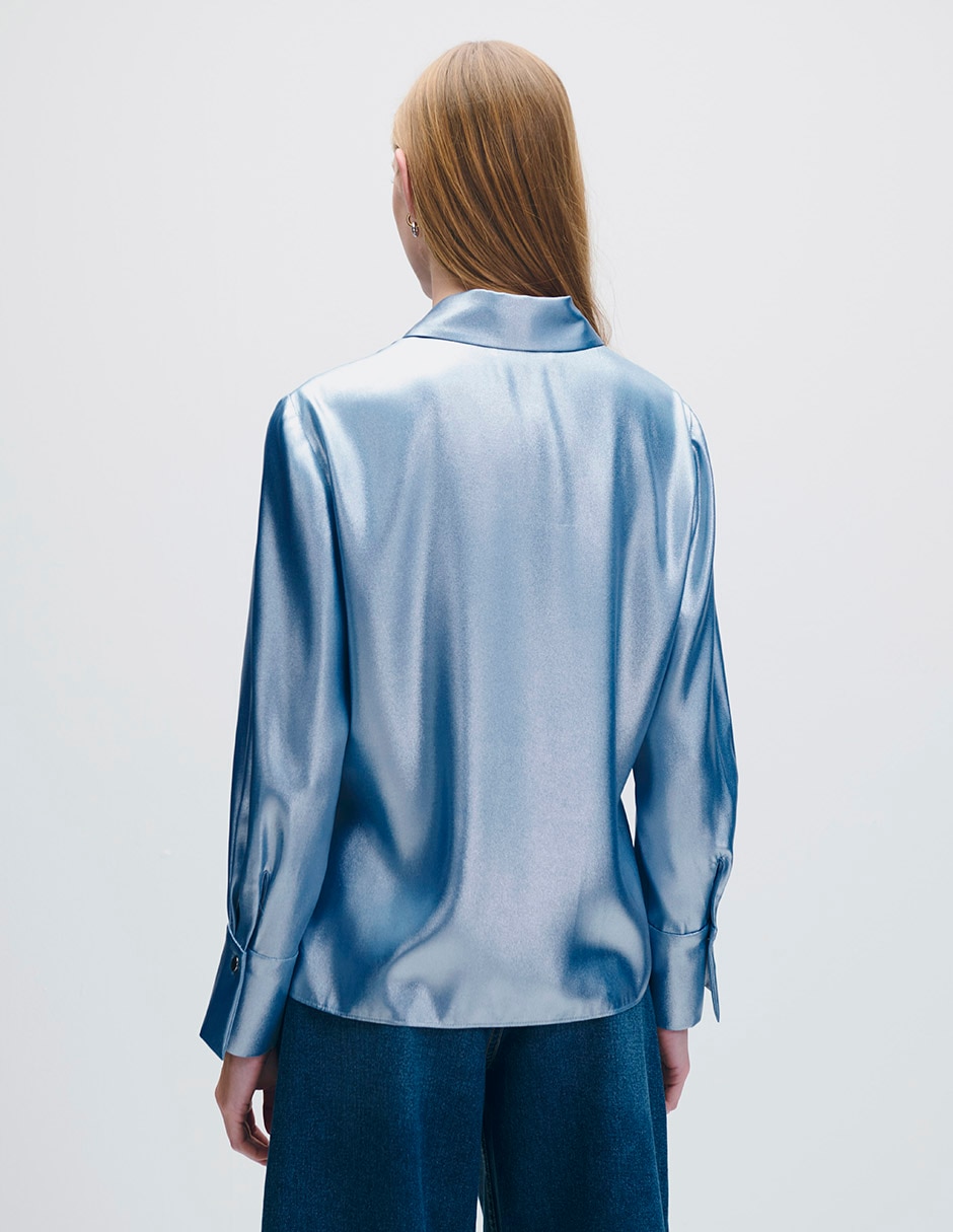Blusa camisera manga larga para mujer