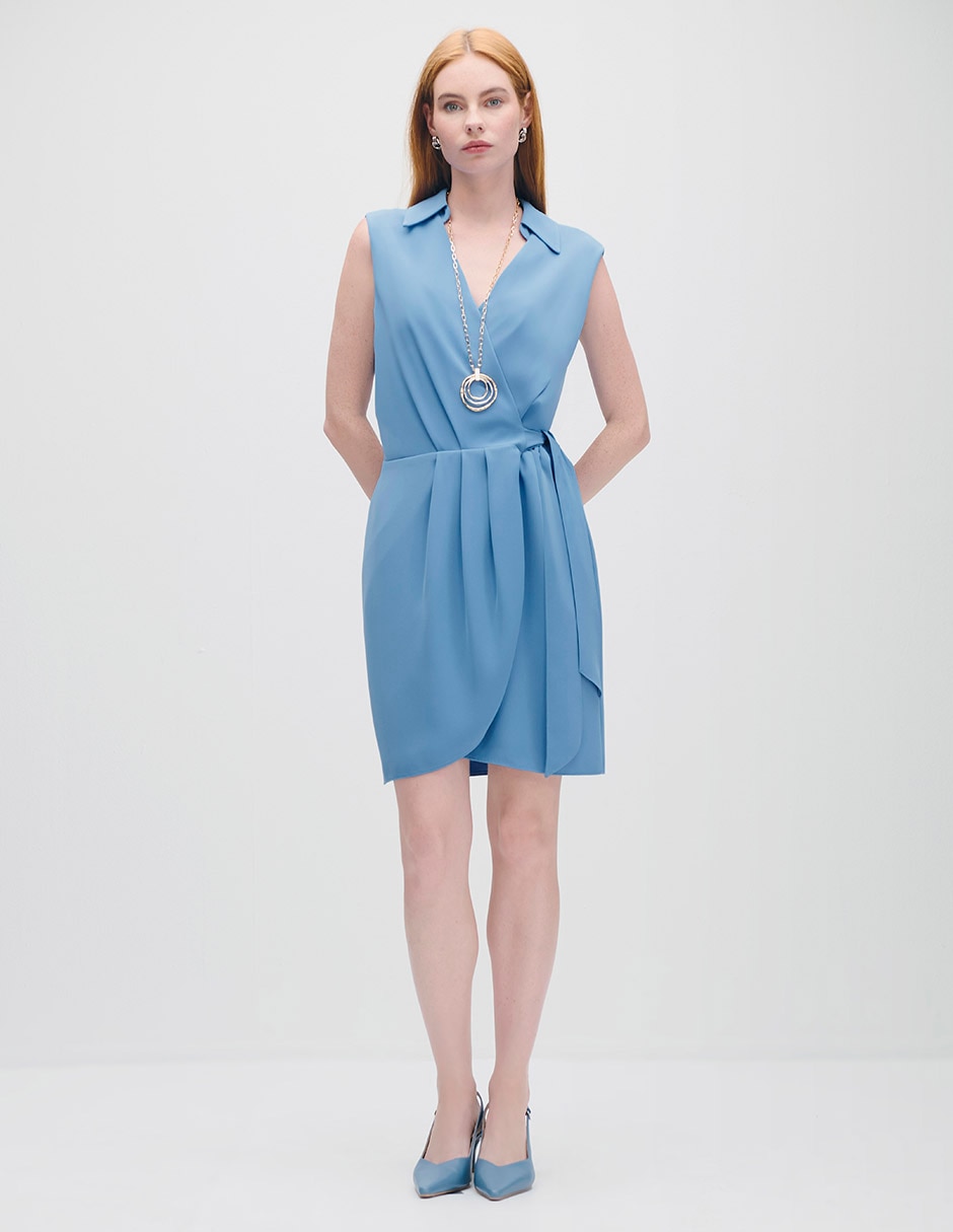 Vestido midi casual azur para mujer