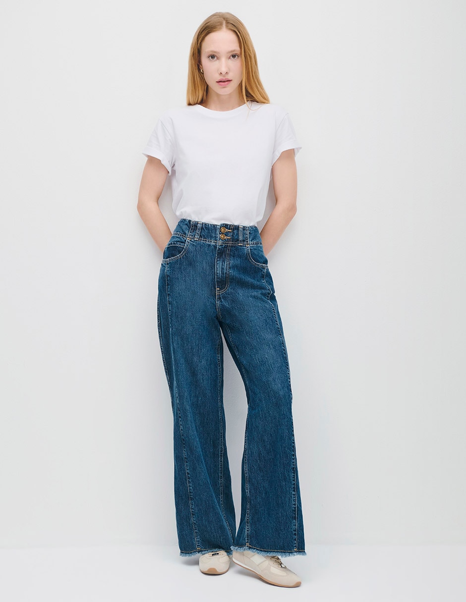 Jeans wide leg corte regular para mujer 4