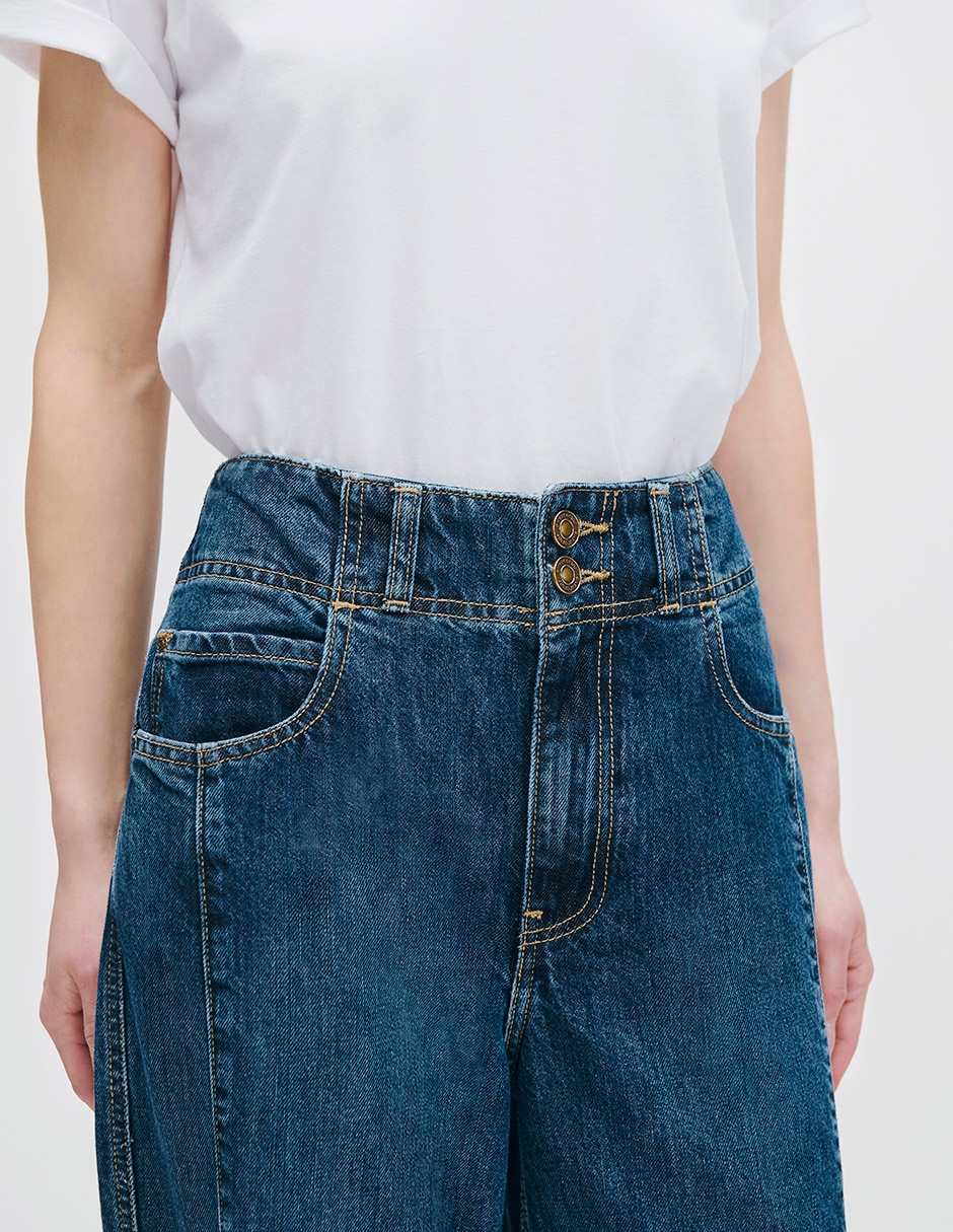 Jeans wide leg corte regular para mujer 2