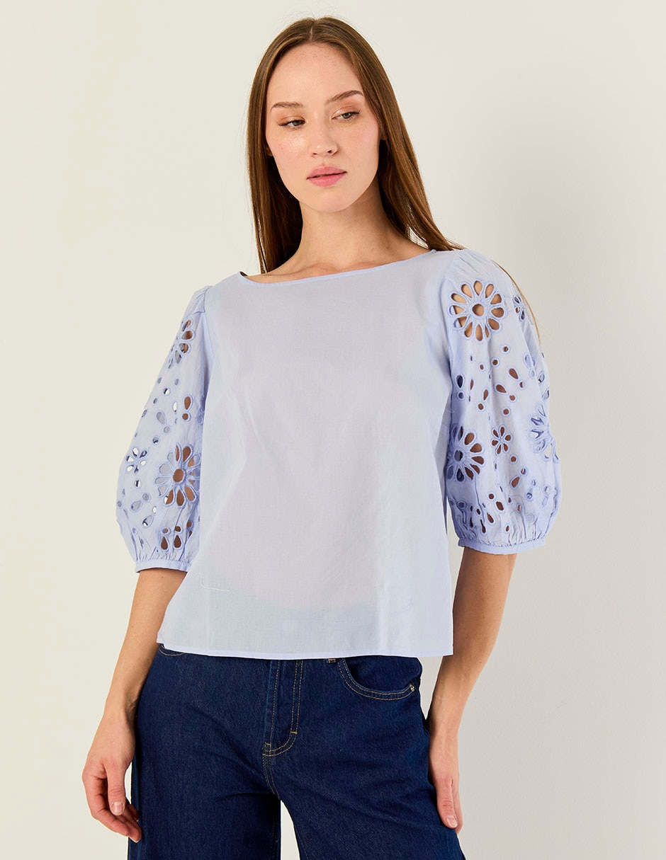 Blusa manga al codo para mujer