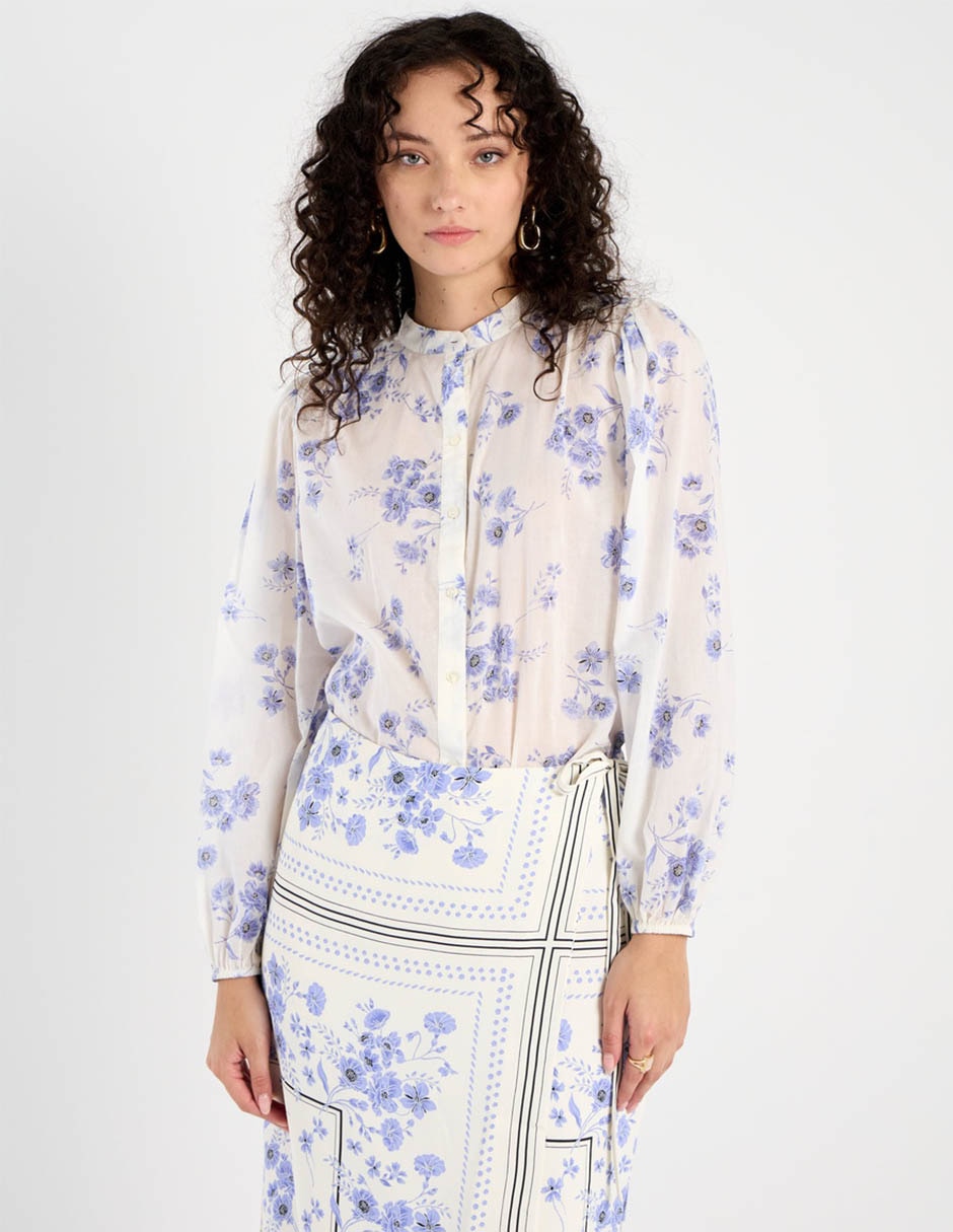 Blusa camisera manga larga para mujer