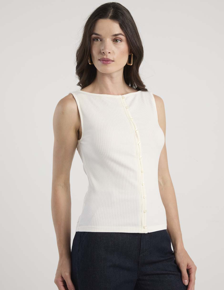 Top cuello redondo