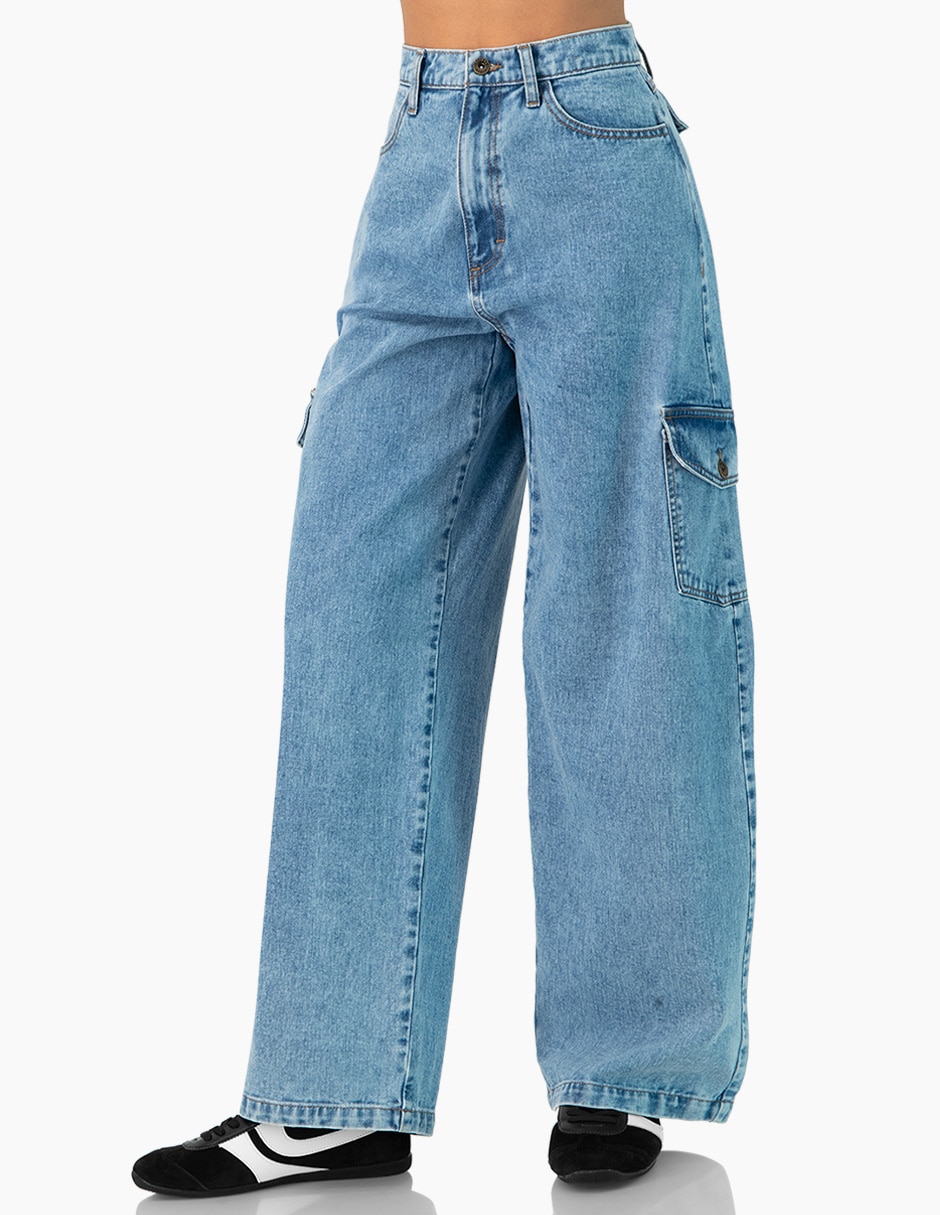 Jeans cargo slim para mujer