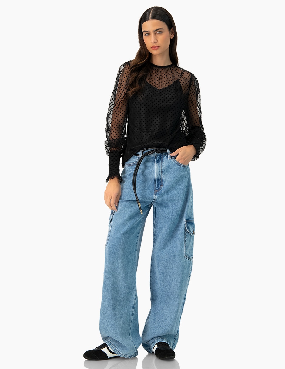 Jeans cargo slim para mujer
