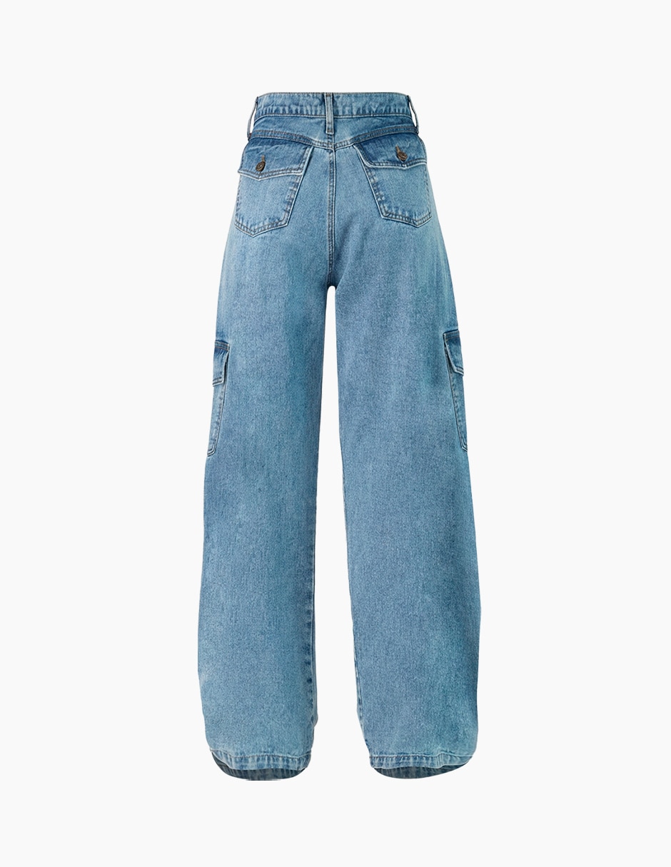 Jeans cargo slim para mujer