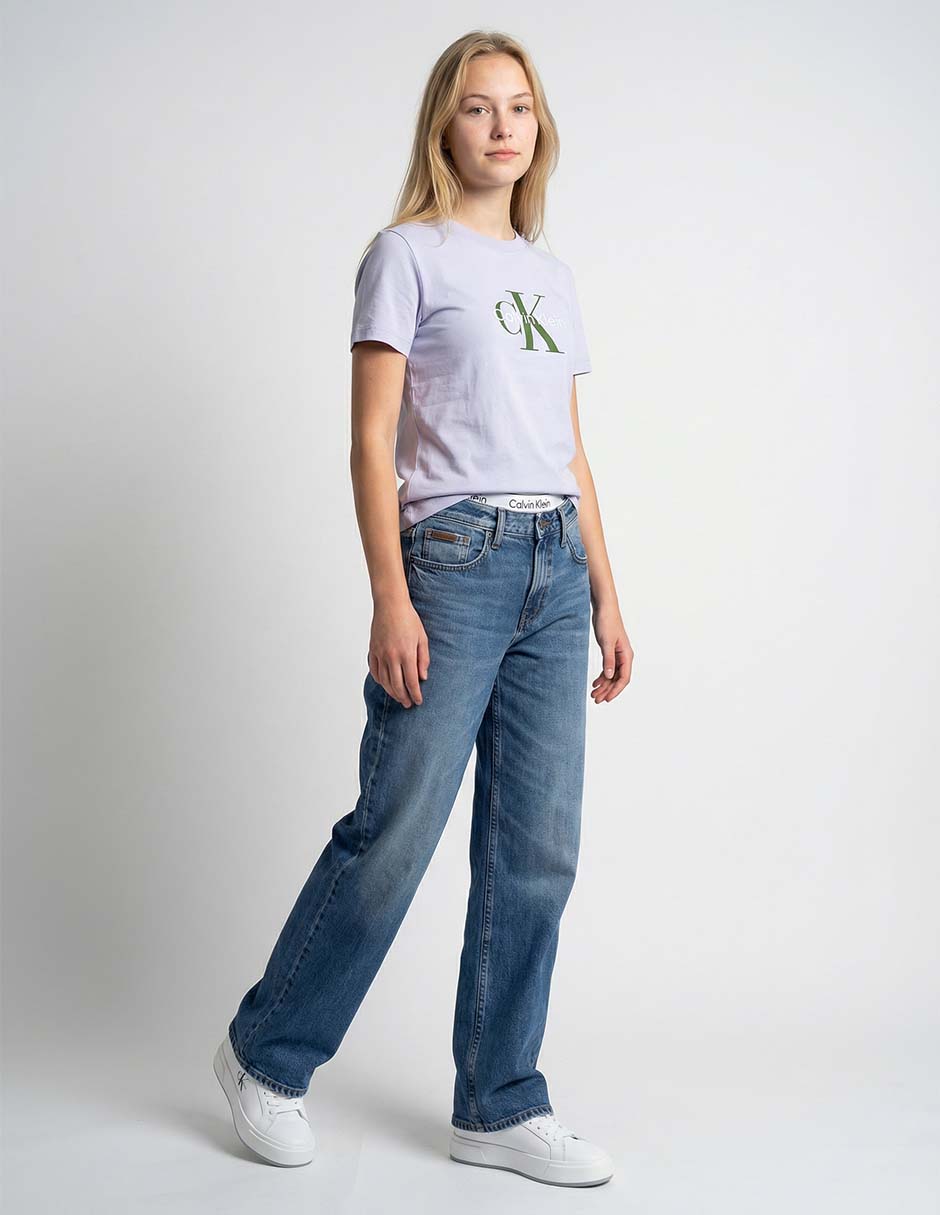 Playera manga corta Ck cuello redondo para mujer