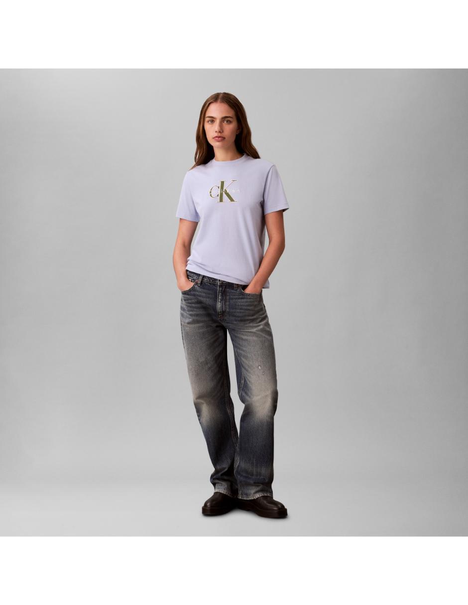 Playera manga corta Ck cuello redondo para mujer