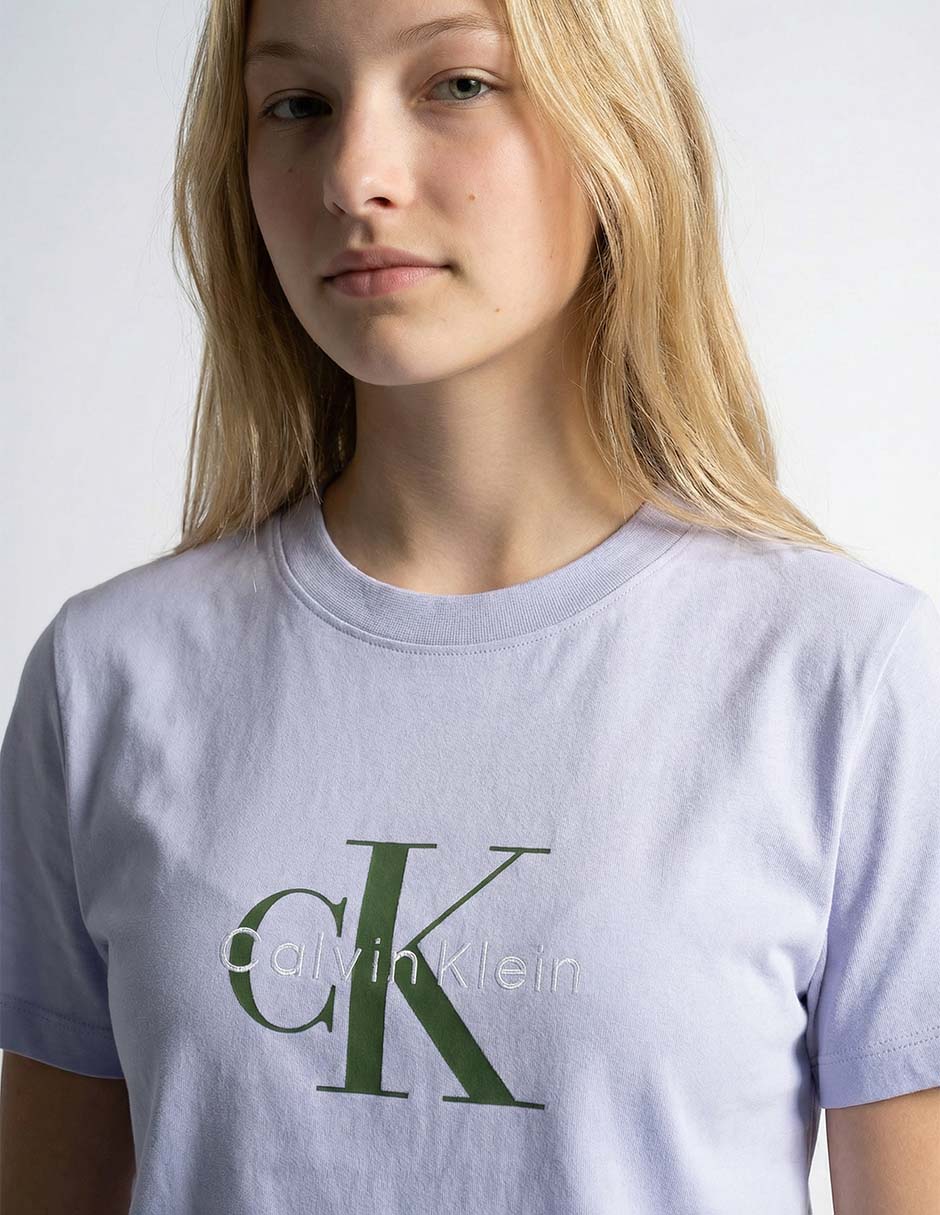 Playera manga corta Ck cuello redondo para mujer